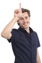 Man making loser gesture with his hand Royalty Free Stock Photo