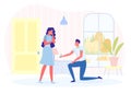 Man Making Marriage Proposal to Woman in Room. Royalty Free Stock Photo