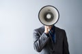 Man Making Megaphone Announcement