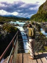 Man is making photos of water falls