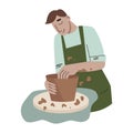 Man making pottery. Handcraft pottery workshop. Royalty Free Stock Photo