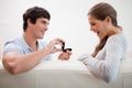 Man making a proposal to his girlfriend Royalty Free Stock Photo