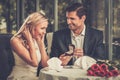 Man making propose to his girlfriend Royalty Free Stock Photo