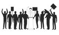 Man making a speech and audience silhouette