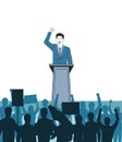 Man making a speech and audience silhouette