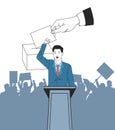 Man making a speech and audience silhouette