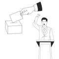 Man making a speech and hand voting