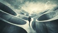 Man Making A Surreal Abstract Choice To Change Direction