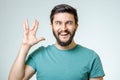 Man making Vulcan salute isolated Royalty Free Stock Photo