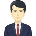 Man male character avatar, vector portrait, businessman type clothes