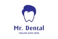 Man Male with Dent Tooth Face for Dental Dentistry Doctor Clinic Logo Design Vector