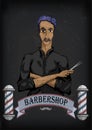 Man male human hairdresser barber, coiffeur, haircutter in black