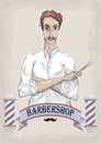 Man male human hairdresser barber, coiffeur, haircutter in white