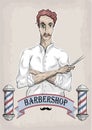 Man male human hairdresser barber, coiffeur, haircutter in white