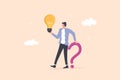 Man, manager ask questions and get answers. Online support center. FAQ, finding solution concept vector. S Royalty Free Stock Photo