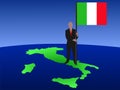 Man on map of Italy with flag Royalty Free Stock Photo