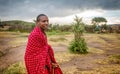 Man from Masai tribe poses for a picture portrait