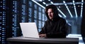 Man In Mask Breaks Into Virtual System, Hacking Royalty Free Stock Photo