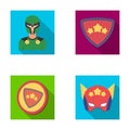 Man, mask, cloak, and other web icon in flat style. Costume, superhero, superforce, icons in set collection.