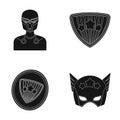 Man, mask, cloak, and other web icon in black style.Costume, superhero, superforce, icons in set collection.