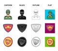 Man, mask, cloak, and other web icon in cartoon,black,outline,flat style.Costume, superman, superforce, icons in set