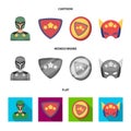 Man, mask, cloak, and other web icon in cartoon,flat,monochrome style.Costume, superman, superforce, icons in set