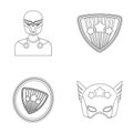 Man, mask, cloak, and other web icon in outline style.Costume, superhero, superforce, icons in set collection.