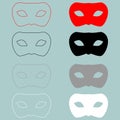 Man mask or guise red black icon.