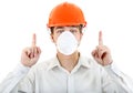 Man in the Mask and Hard Hat Royalty Free Stock Photo