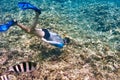 Man with mask snorkeling Royalty Free Stock Photo