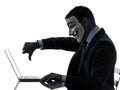 Man masked anonymous group member computing computer silhouette