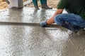 Man mason building a screed coat cement Royalty Free Stock Photo