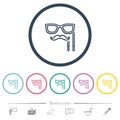 Man masquerade mask with stick outline flat color icons in round outlines Royalty Free Stock Photo