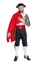 Man in a matador costume with a red cape Royalty Free Stock Photo