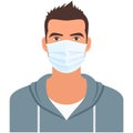 Man in medical mask for coronavirus or air pollution protection