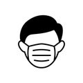 Man with medical mask icon avoid COVID-19 coronavirus Royalty Free Stock Photo