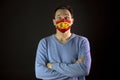 Man in medical mask. Isolated. Coronavirus outbreak in Spain. Global pandemic Royalty Free Stock Photo