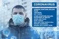 Man with medical mask and list of coronavirus symptoms Royalty Free Stock Photo