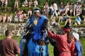 Man in a medieval historical clothes on horseback Royalty Free Stock Photo