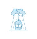 A man meditates in headstand.