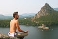 A man meditates during his yoga practice Royalty Free Stock Photo