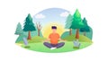 Man Meditating in Forest, Nature Connection and Peace, vector design Generative AI Royalty Free Stock Photo
