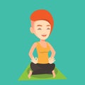 Man meditating in lotus pose vector illustration.