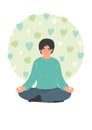 Man meditation. Person sitting in lotus pose and meditating