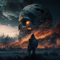 Man meets the apocalypse face to face High quality AI illustration