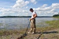 Man with metal detector Royalty Free Stock Photo