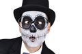 Man with a mexican calaveras makeup crossing his eyes Royalty Free Stock Photo