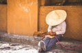 Man with mexican revolutionary costume and donkey Royalty Free Stock Photo