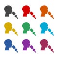 Man with microphone sign icon, color set