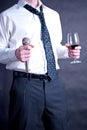 Man with microphone and wine Royalty Free Stock Photo